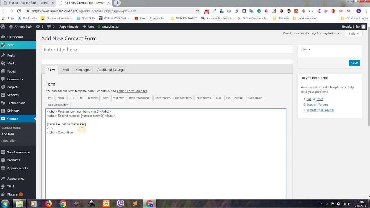 How to add calculation to contact form 7