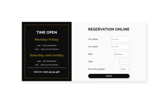 html & css booking form