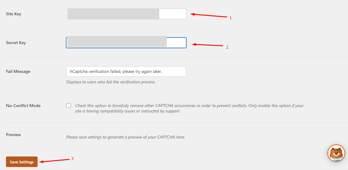 adding keys to the wp forms