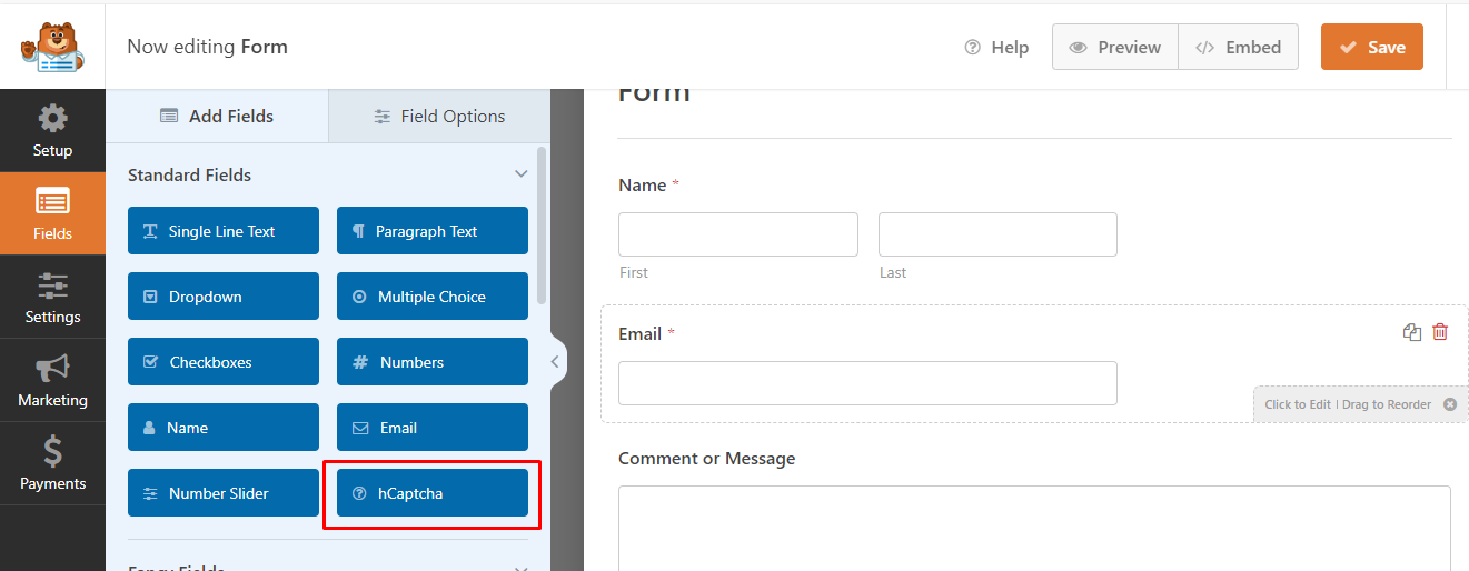 wp forms settings