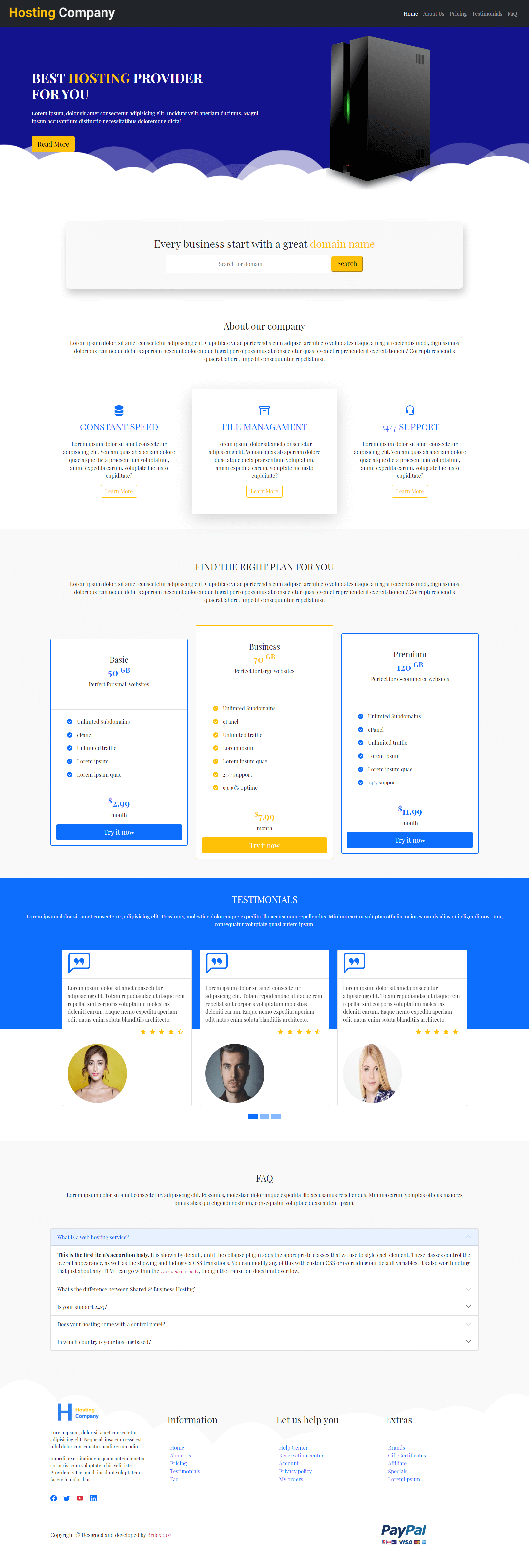 Hosting -free bootstrap template